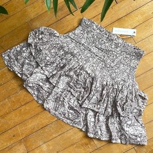 DONATED: Muted purple paisley print ruffled crop top